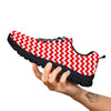 Chevron White And Red Print Pattern Black Sneaker-grizzshop