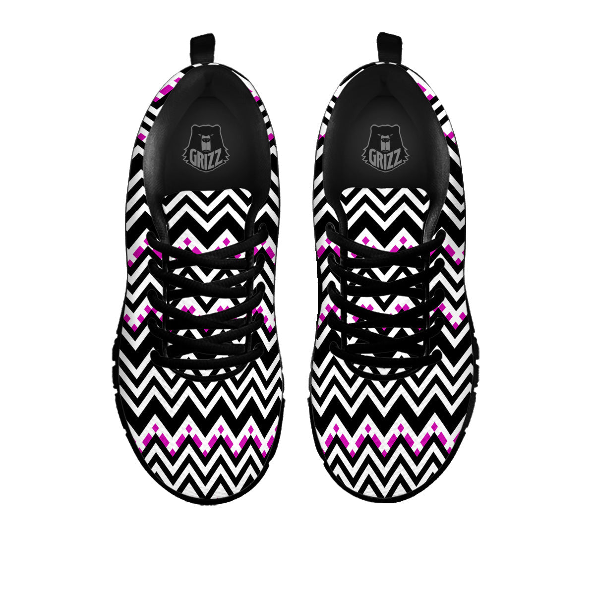 Chevron Zigzag Black Pink Print Pattern Black Sneaker-grizzshop