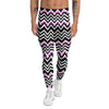 Chevron Zigzag Black Pink Print Pattern Men's Leggings-grizzshop