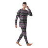 Chevron Zigzag Black Pink Print Pattern Men's Pajamas-grizzshop