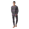 Chevron Zigzag Black Pink Print Pattern Men's Pajamas-grizzshop