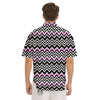 Chevron Zigzag Black Pink Print Pattern Men's Short Sleeve Shirts-grizzshop