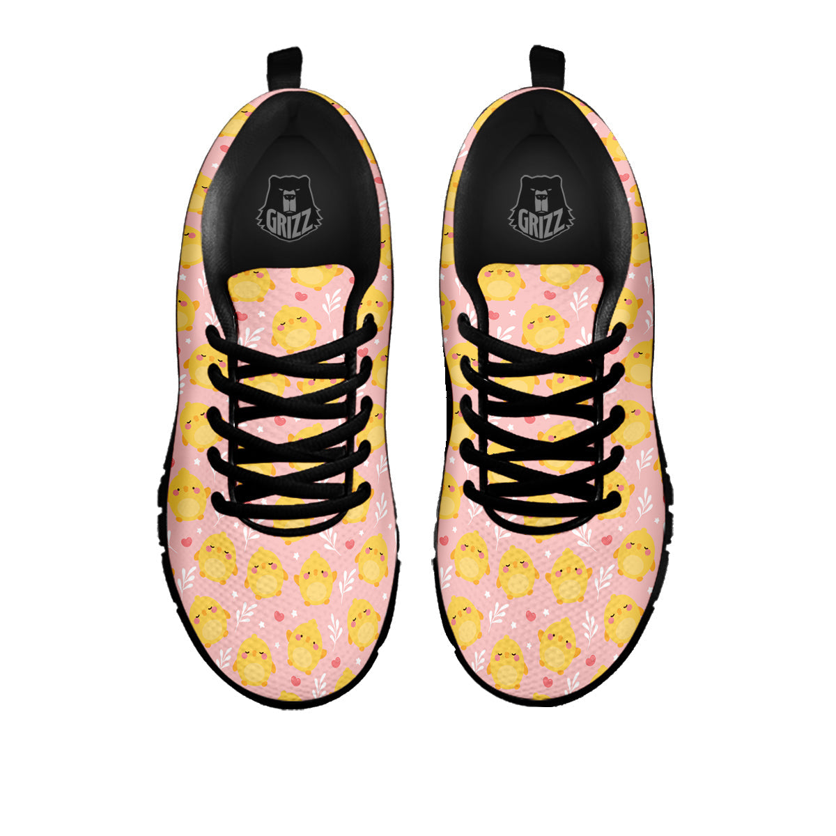 Chicken Cute Print Pattern Black Sneaker-grizzshop
