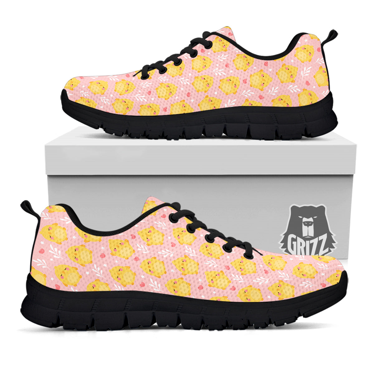 Chicken Cute Print Pattern Black Sneaker-grizzshop