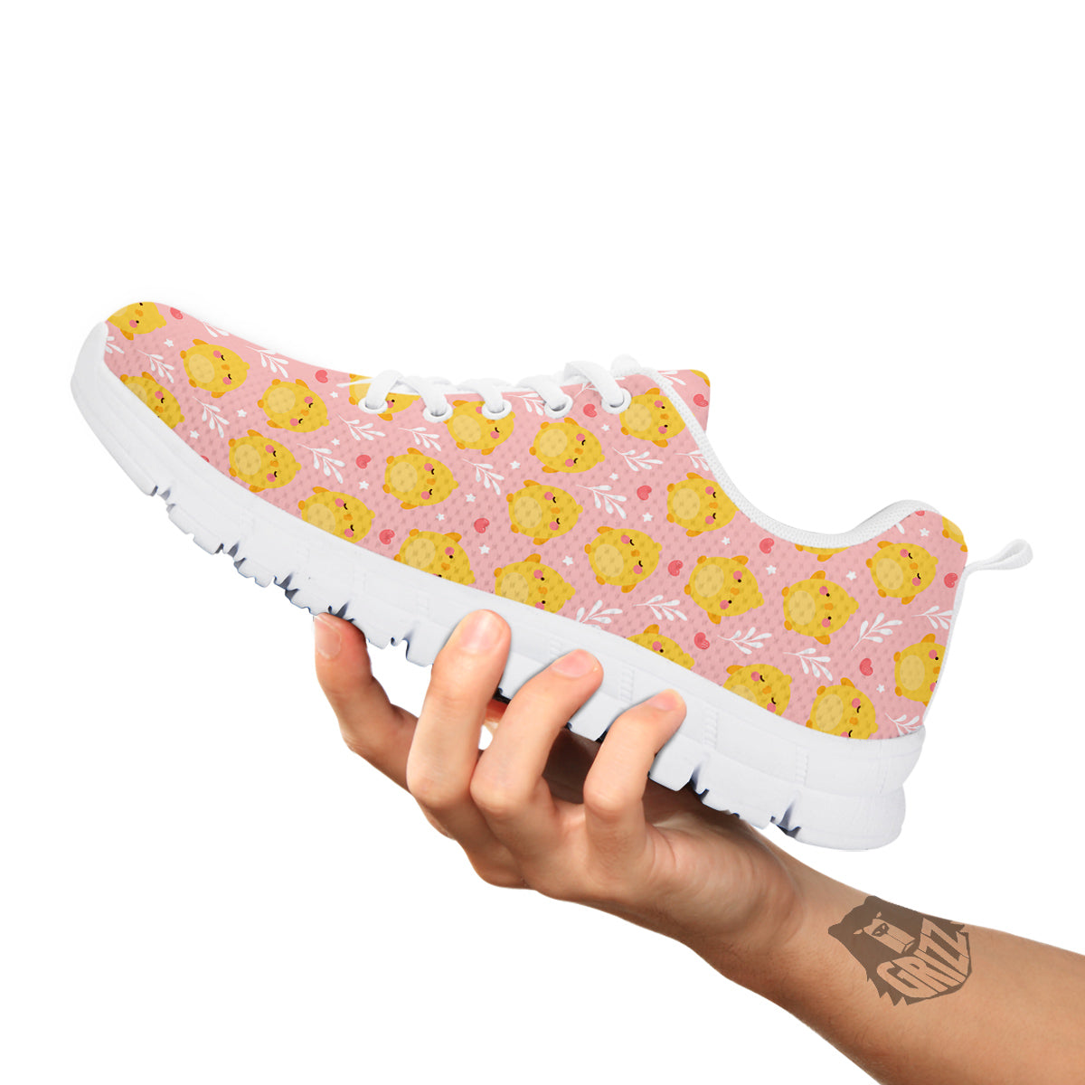 Chicken Cute Print Pattern White Sneaker-grizzshop