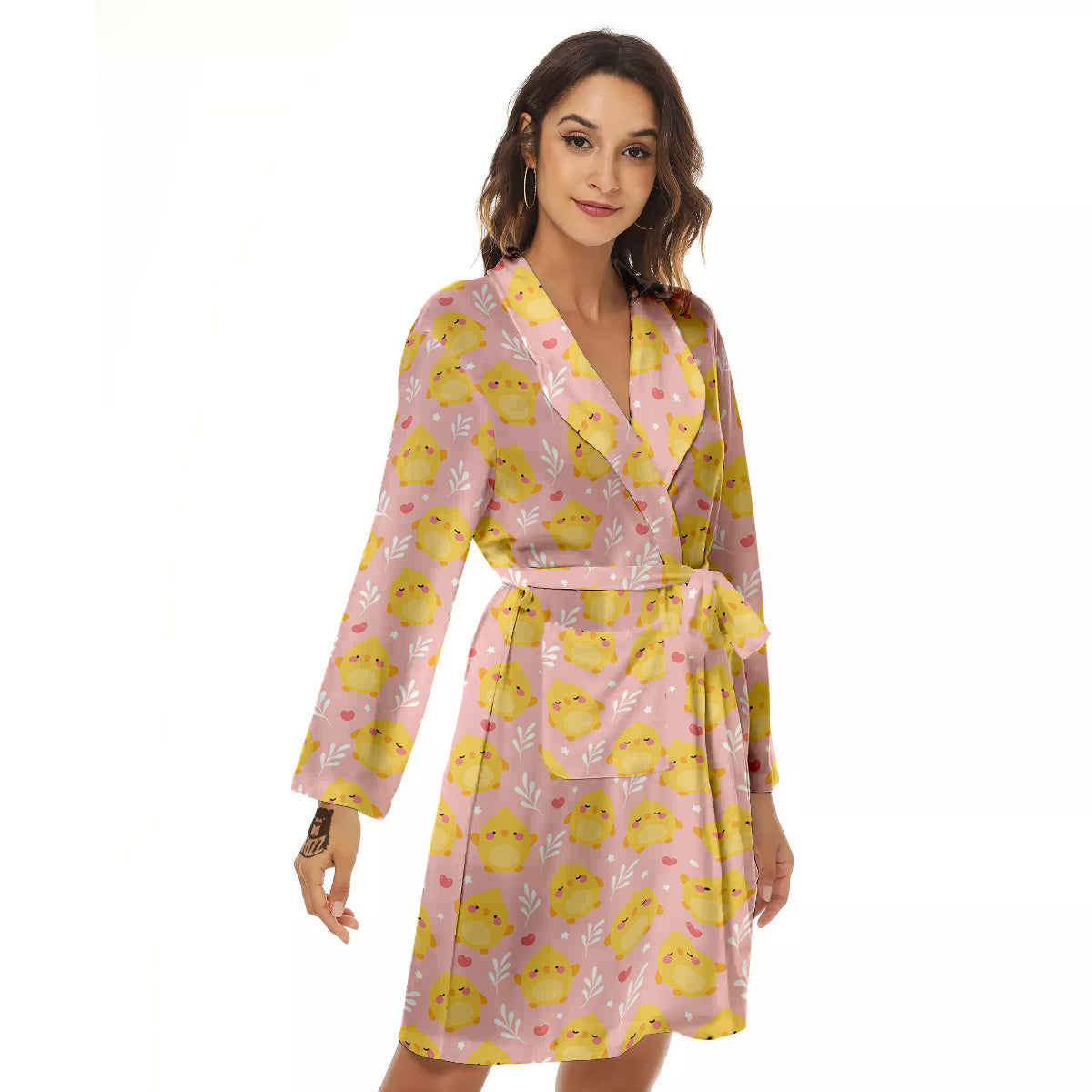 Chicken Cute Print Pattern Women's Robe-grizzshop