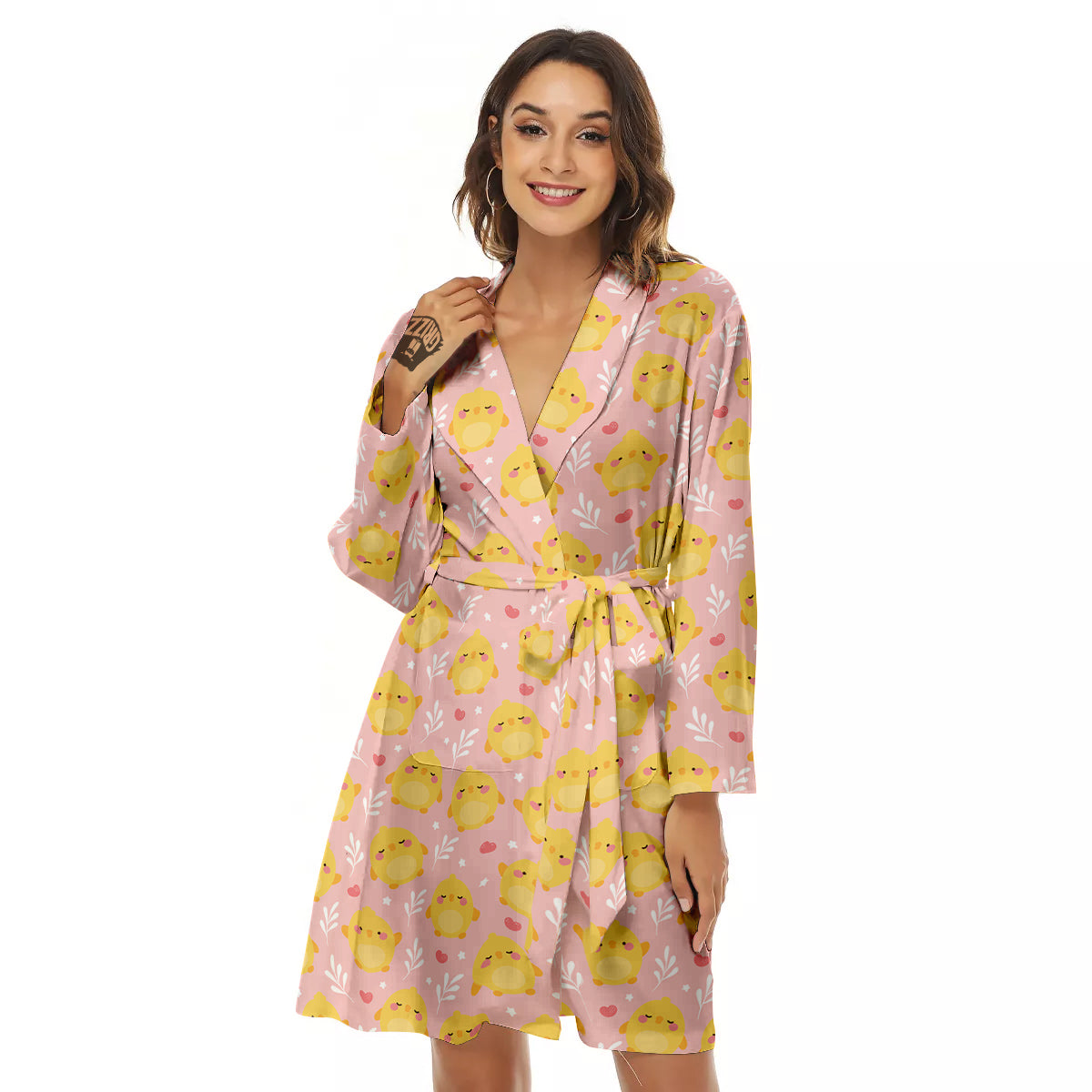 Chicken Cute Print Pattern Women's Robe-grizzshop
