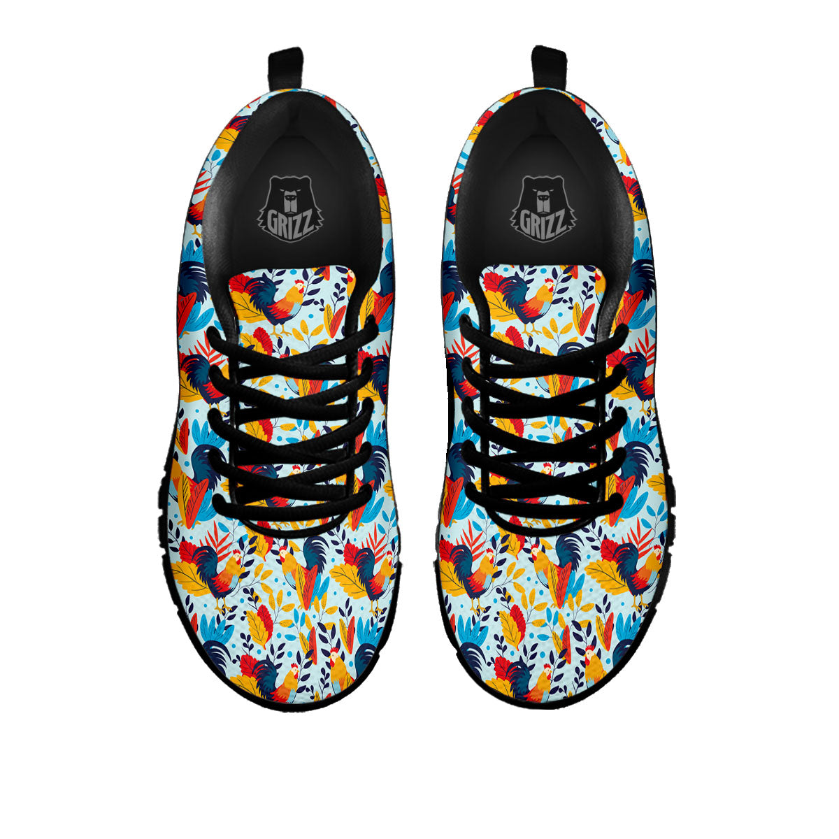 Chicken Exotic Print Pattern Black Sneaker-grizzshop