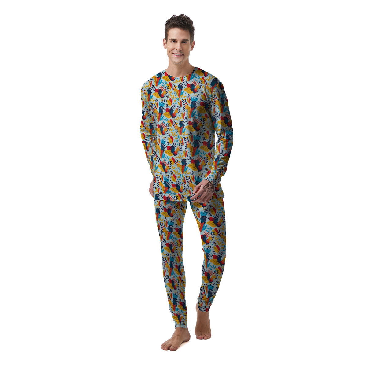 Chicken Exotic Print Pattern Men's Pajamas-grizzshop