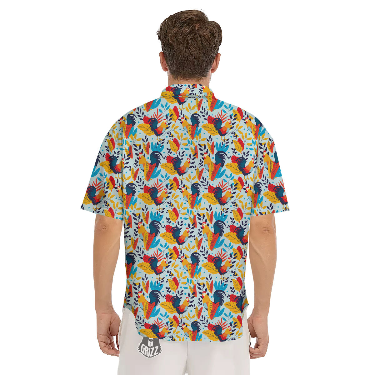 Chicken Exotic Print Pattern Men's Short Sleeve Shirts-grizzshop