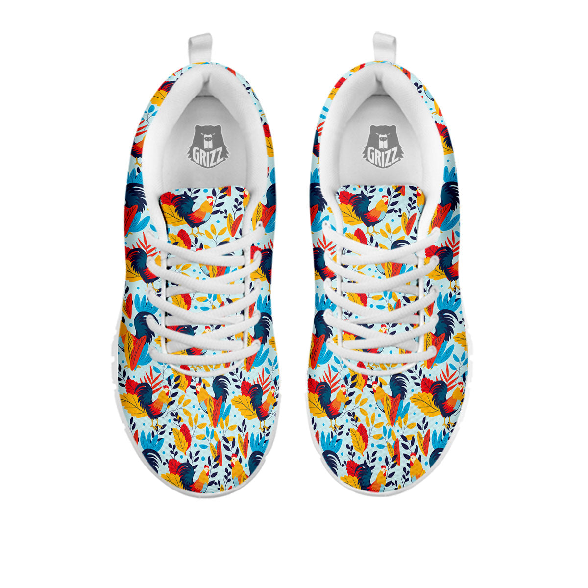 Chicken Exotic Print Pattern White Sneaker-grizzshop