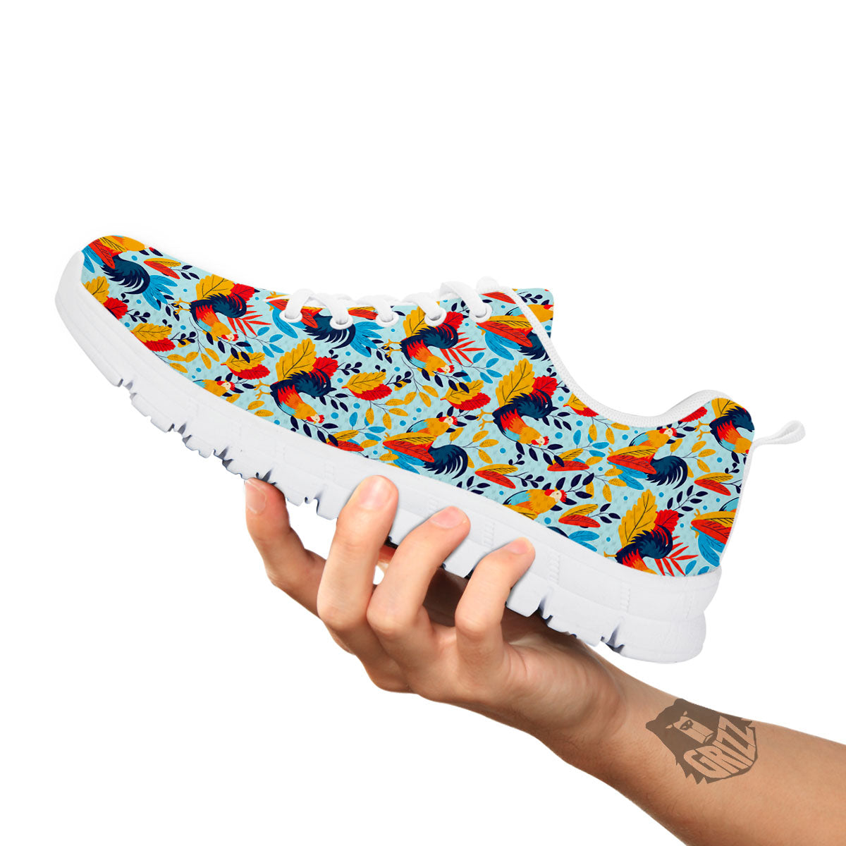 Chicken Exotic Print Pattern White Sneaker-grizzshop