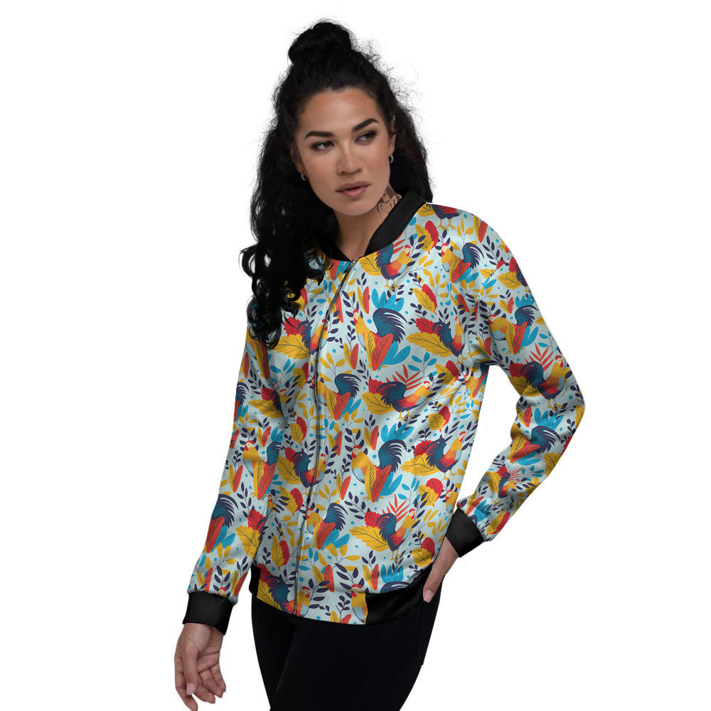 Chicken Exotic Print Pattern Women's Bomber Jacket-grizzshop