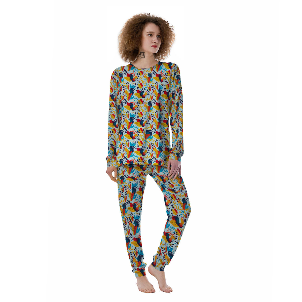 Chicken Exotic Print Pattern Women's Pajamas-grizzshop