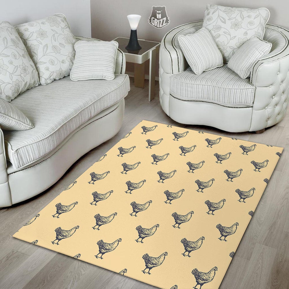 Chicken Hand Drawn Print Pattern Floor Mat-grizzshop