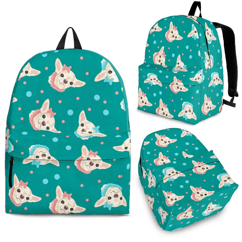 Chihuahua Dot Pattern Print Backpack-grizzshop