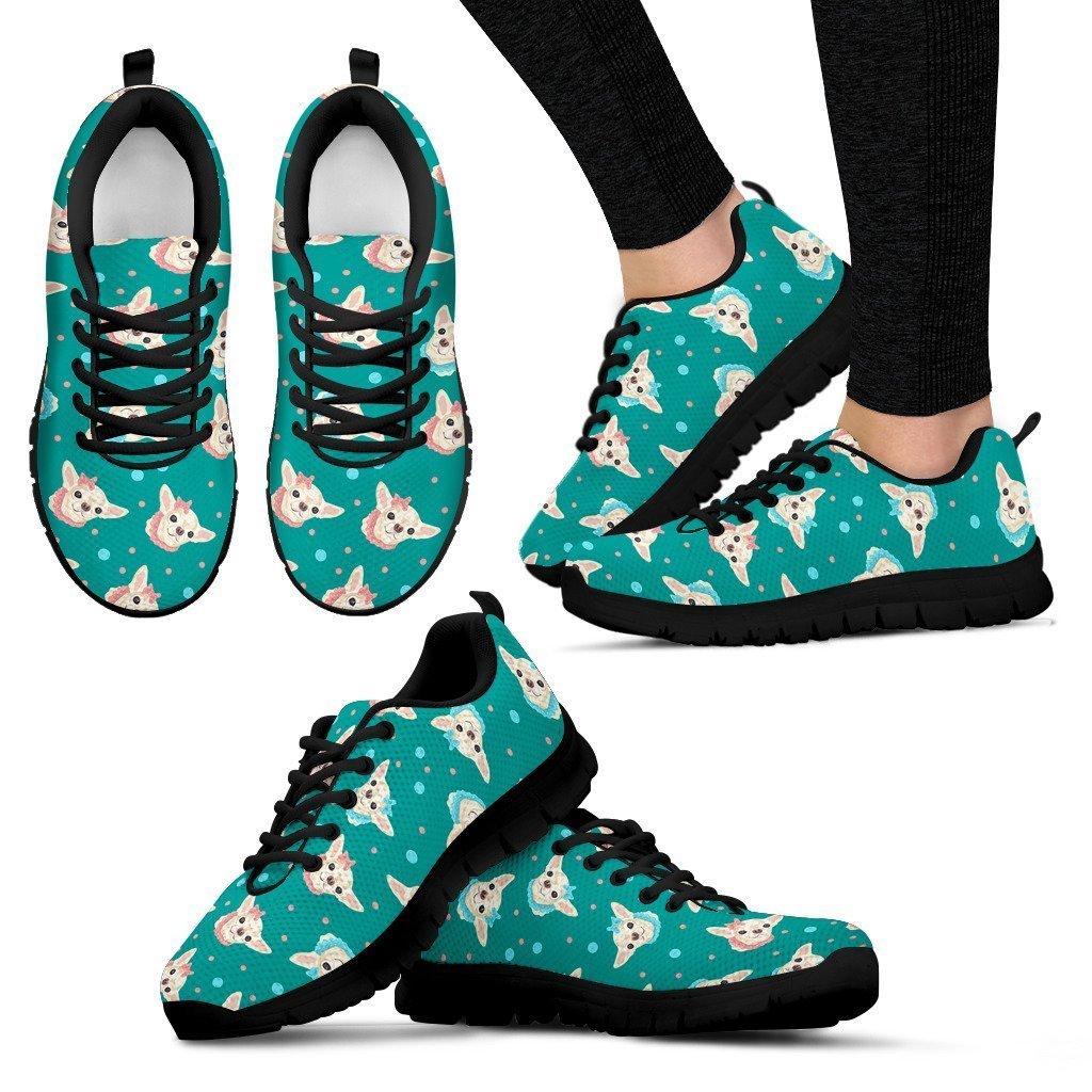 Chihuahua Dot Pattern Print Black Sneaker Shoes For Men Women-grizzshop