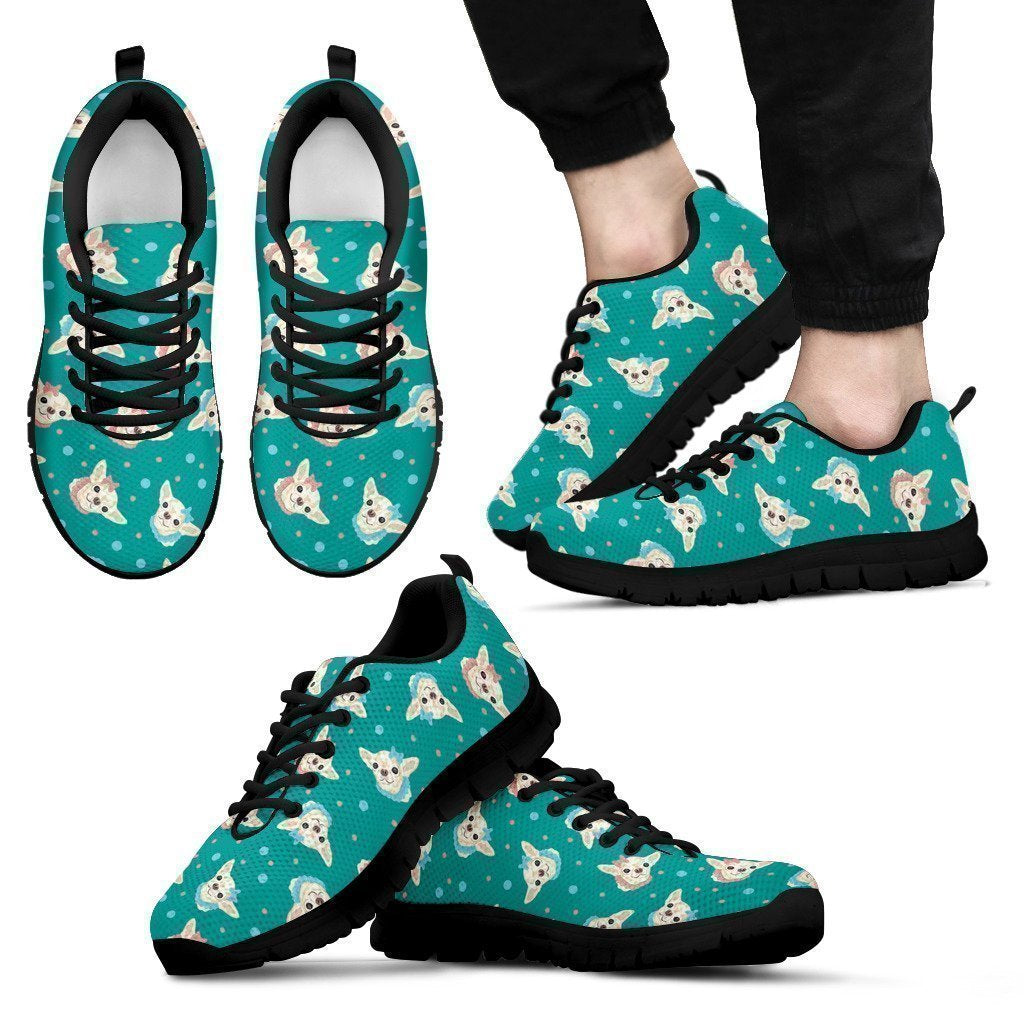Chihuahua Dot Pattern Print Black Sneaker Shoes For Men Women-grizzshop