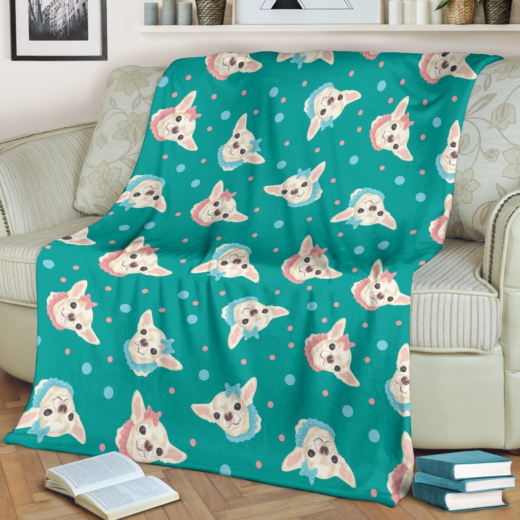 Chihuahua Dot Pattern Print Blanket-grizzshop