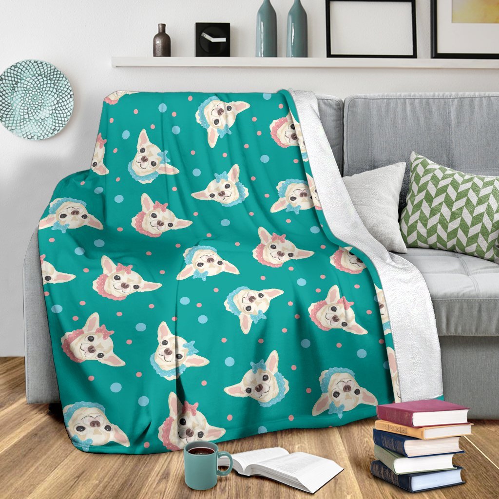 Chihuahua Dot Pattern Print Blanket-grizzshop