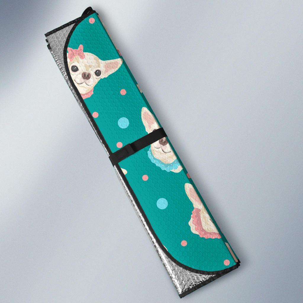 Chihuahua Dot Pattern Print Car Sun Shade-grizzshop