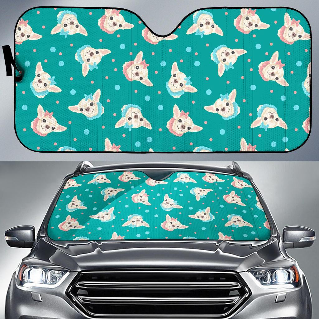 Chihuahua Dot Pattern Print Car Sun Shade-grizzshop