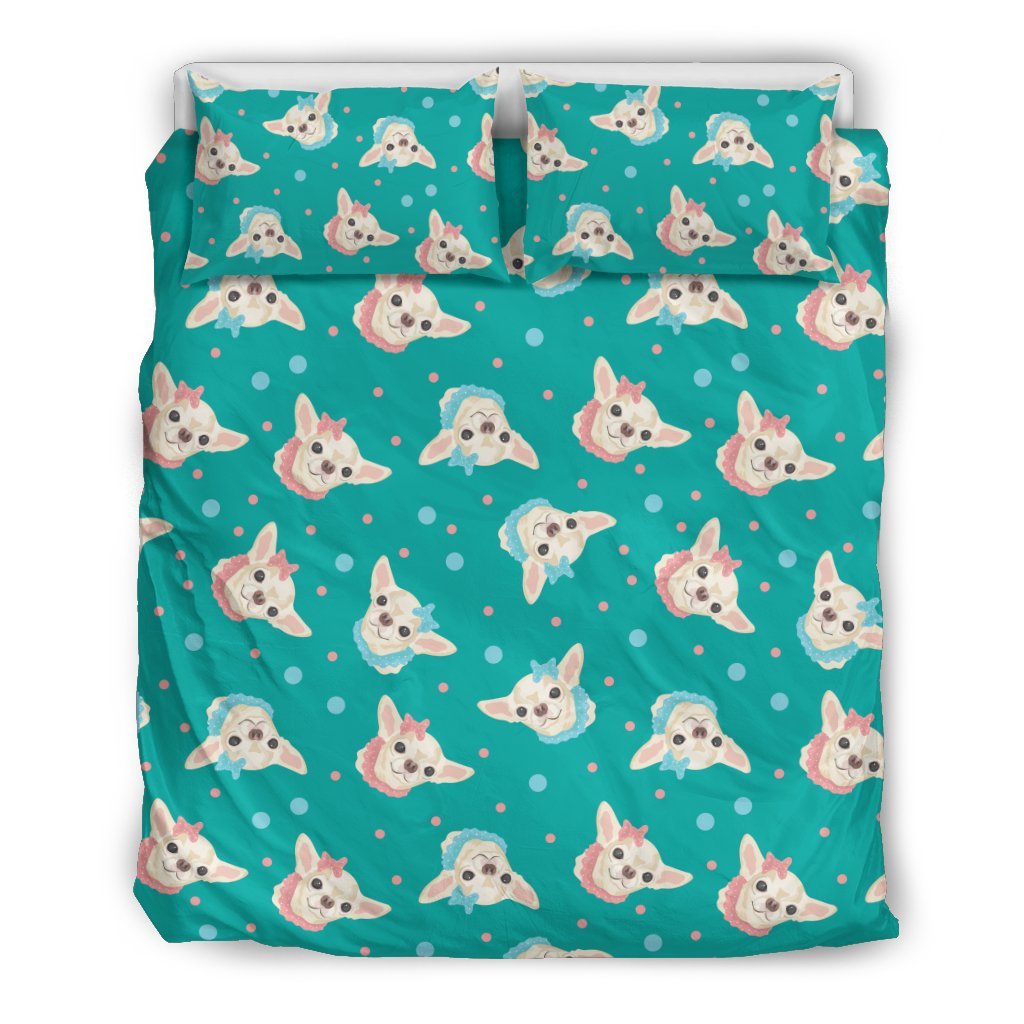 Chihuahua Dot Pattern Print Duvet Cover Bedding Set-grizzshop