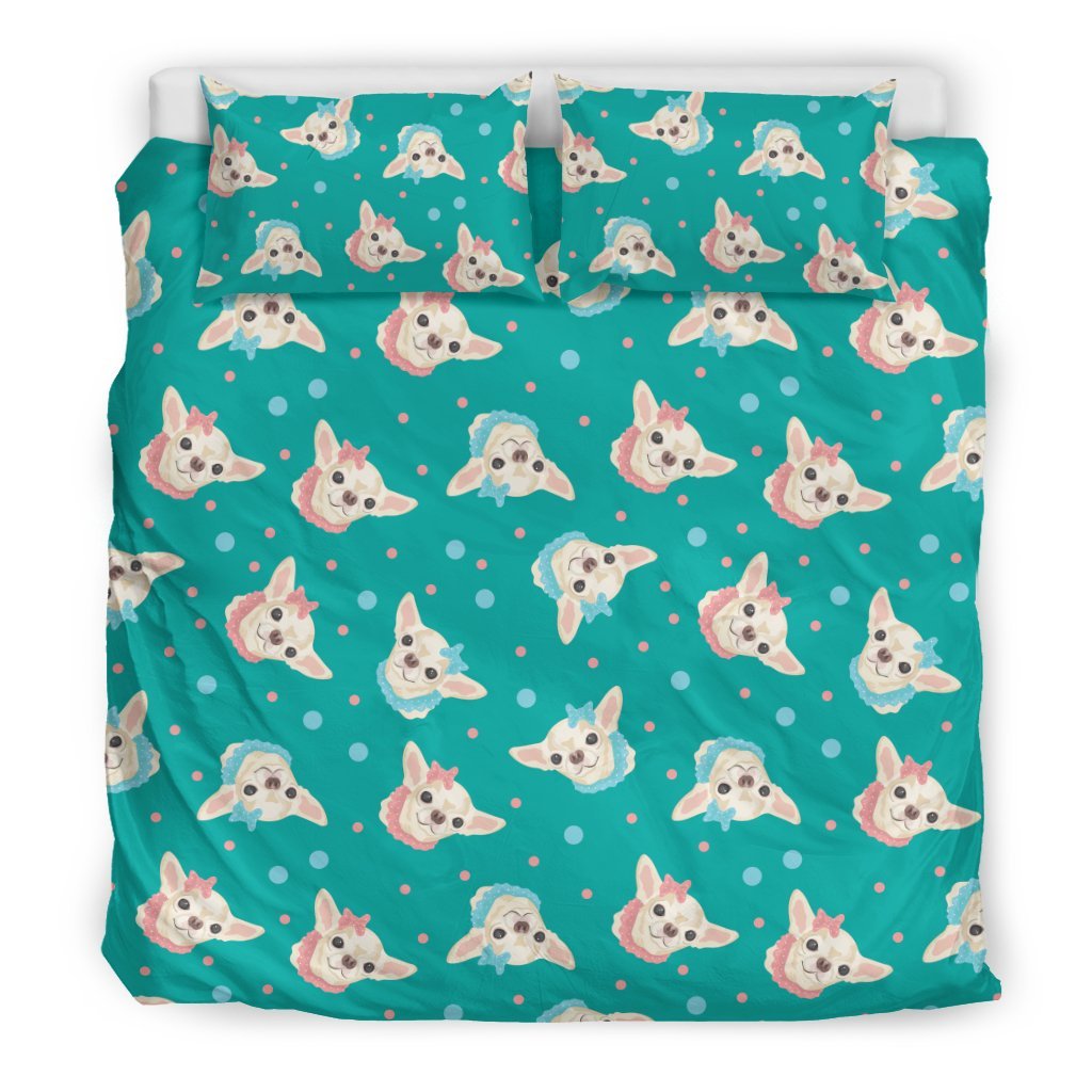 Chihuahua Dot Pattern Print Duvet Cover Bedding Set-grizzshop