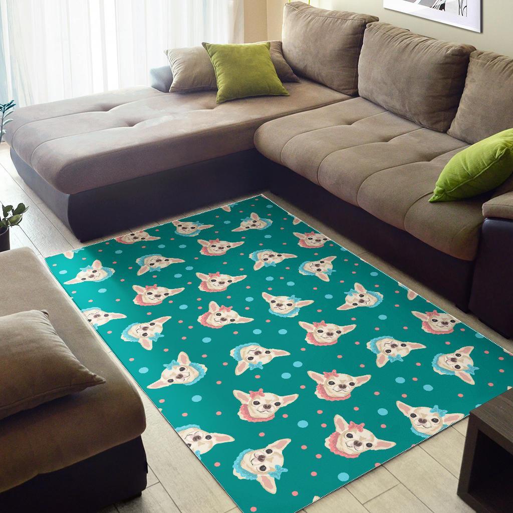 Chihuahua Dot Pattern Print Floor Mat-grizzshop