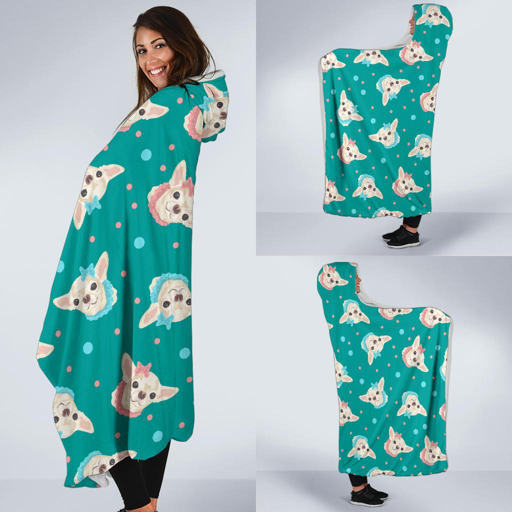 Chihuahua Dot Pattern Print Hooded Blanket-grizzshop