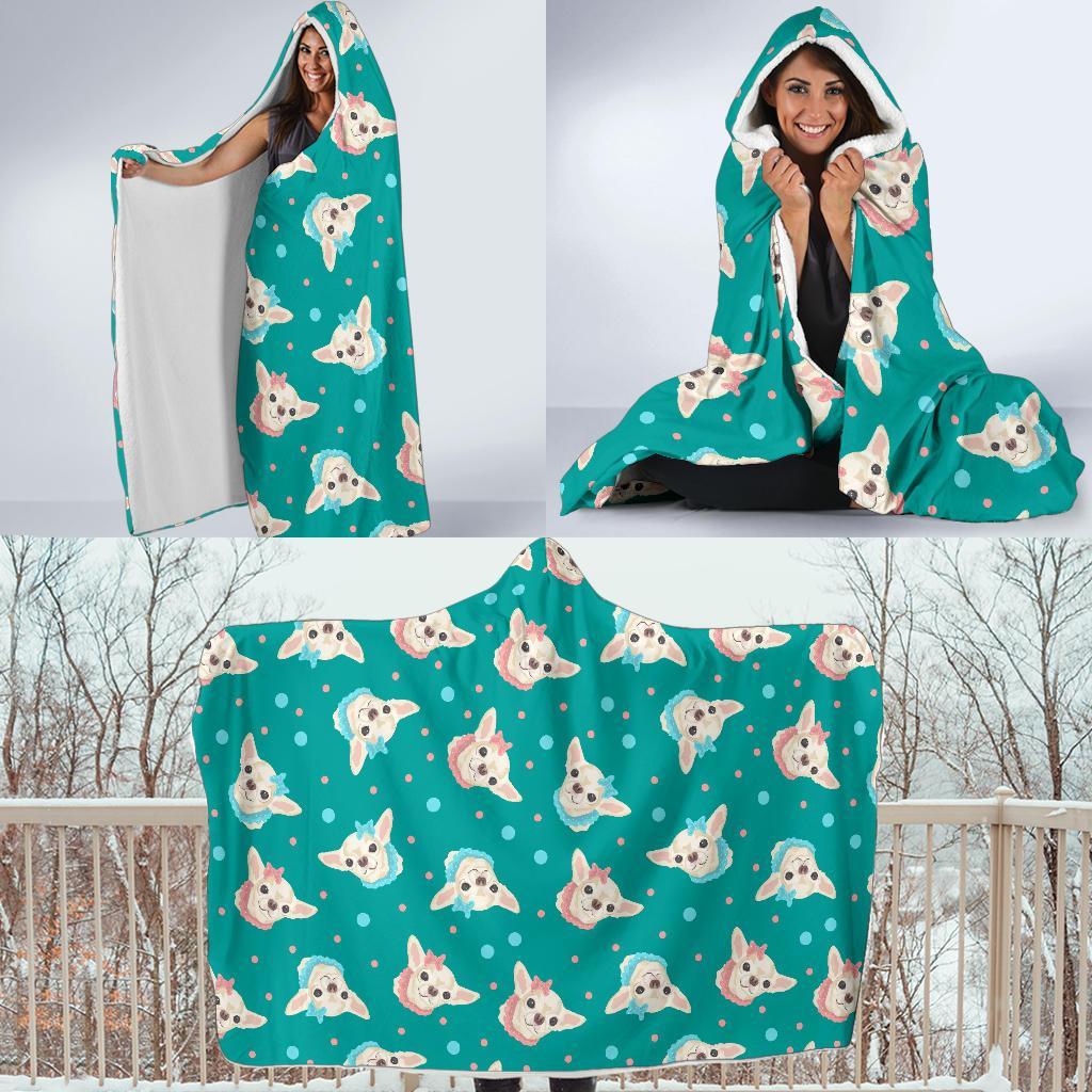 Chihuahua Dot Pattern Print Hooded Blanket-grizzshop