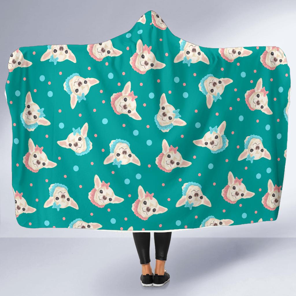 Chihuahua Dot Pattern Print Hooded Blanket-grizzshop