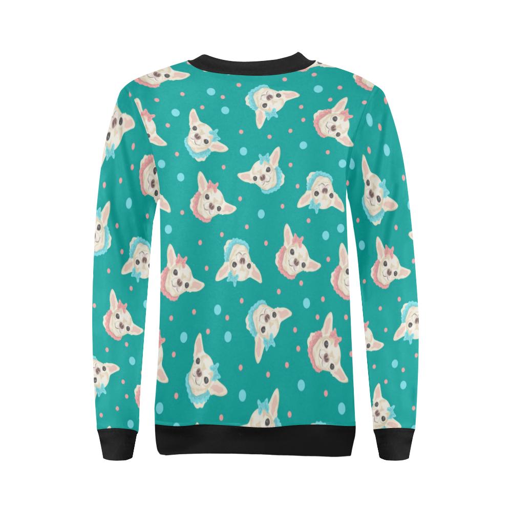 Chihuahua Dot Pattern Print Women Crewneck Sweatshirt-grizzshop