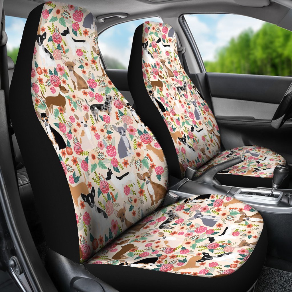 Chihuahua Floral Universal Fit Car Seat Covers-grizzshop