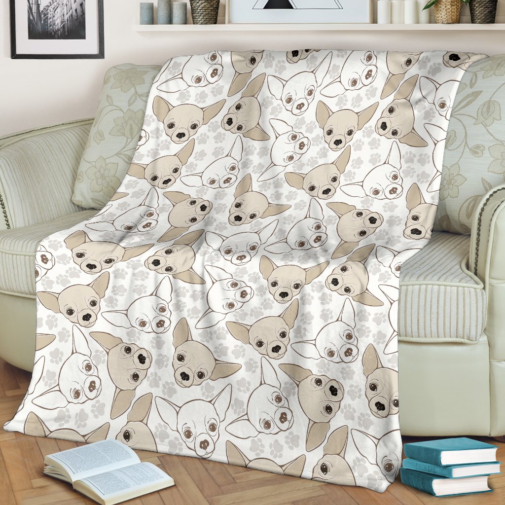 Chihuahua Pattern Print Blanket-grizzshop