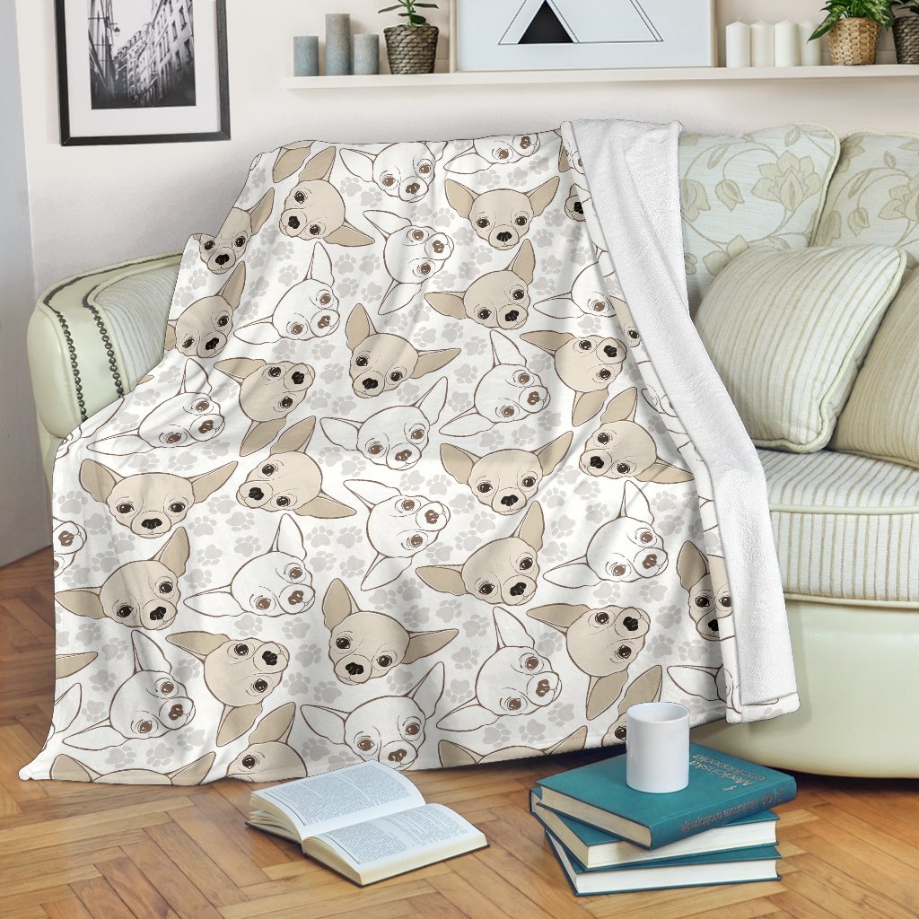 Chihuahua Pattern Print Blanket-grizzshop