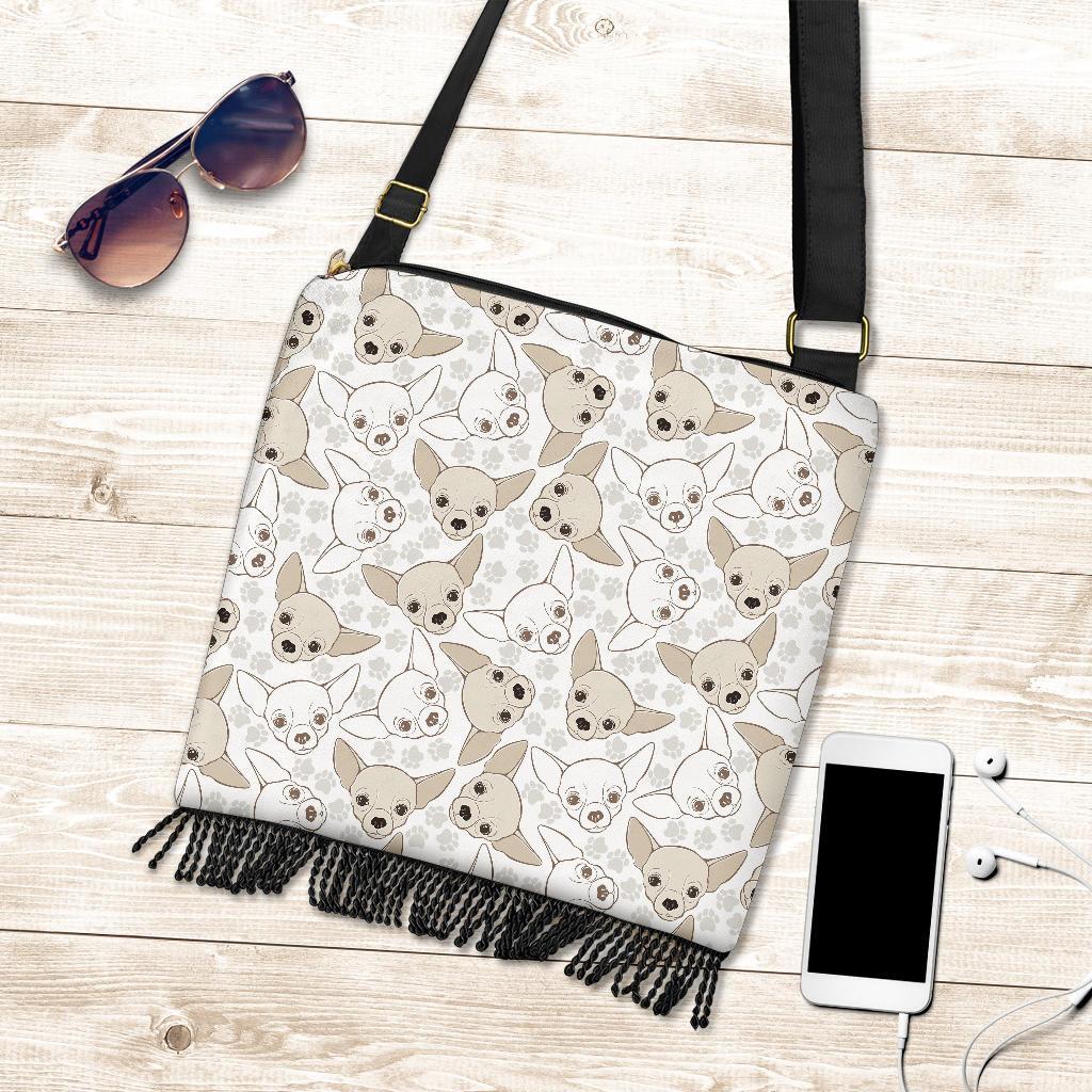 Chihuahua Pattern Print Crossbody Bags-grizzshop