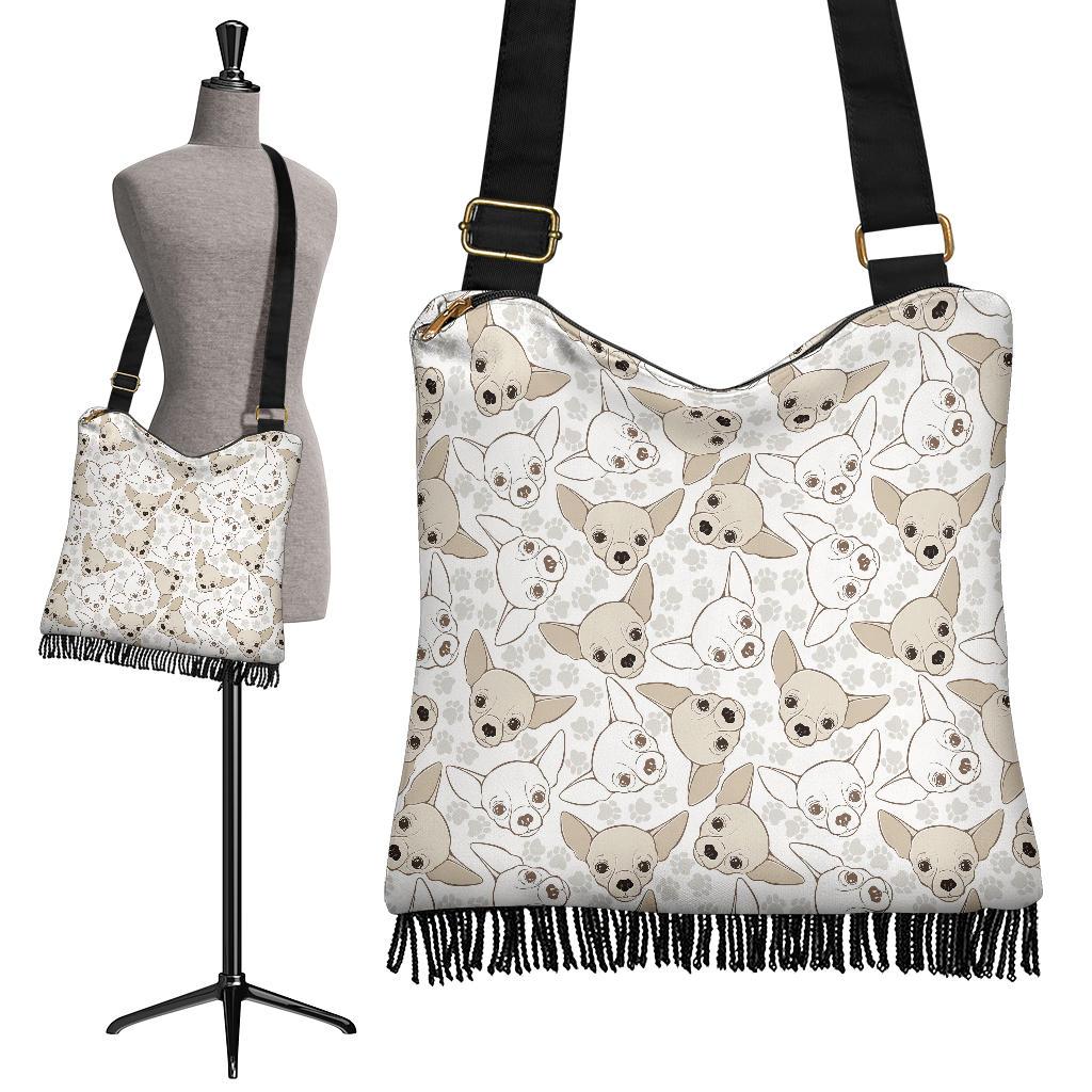 Chihuahua Pattern Print Crossbody Bags-grizzshop