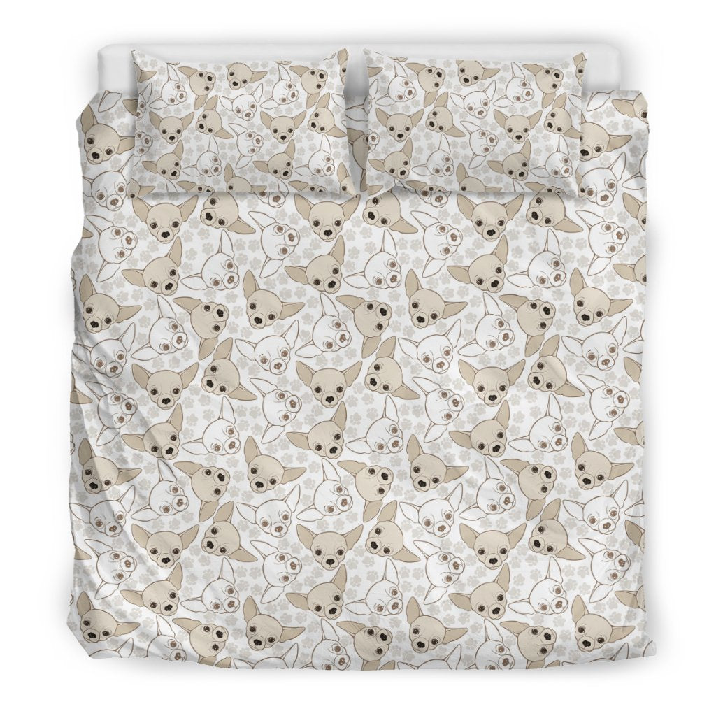 Chihuahua Pattern Print Duvet Cover Bedding Set-grizzshop
