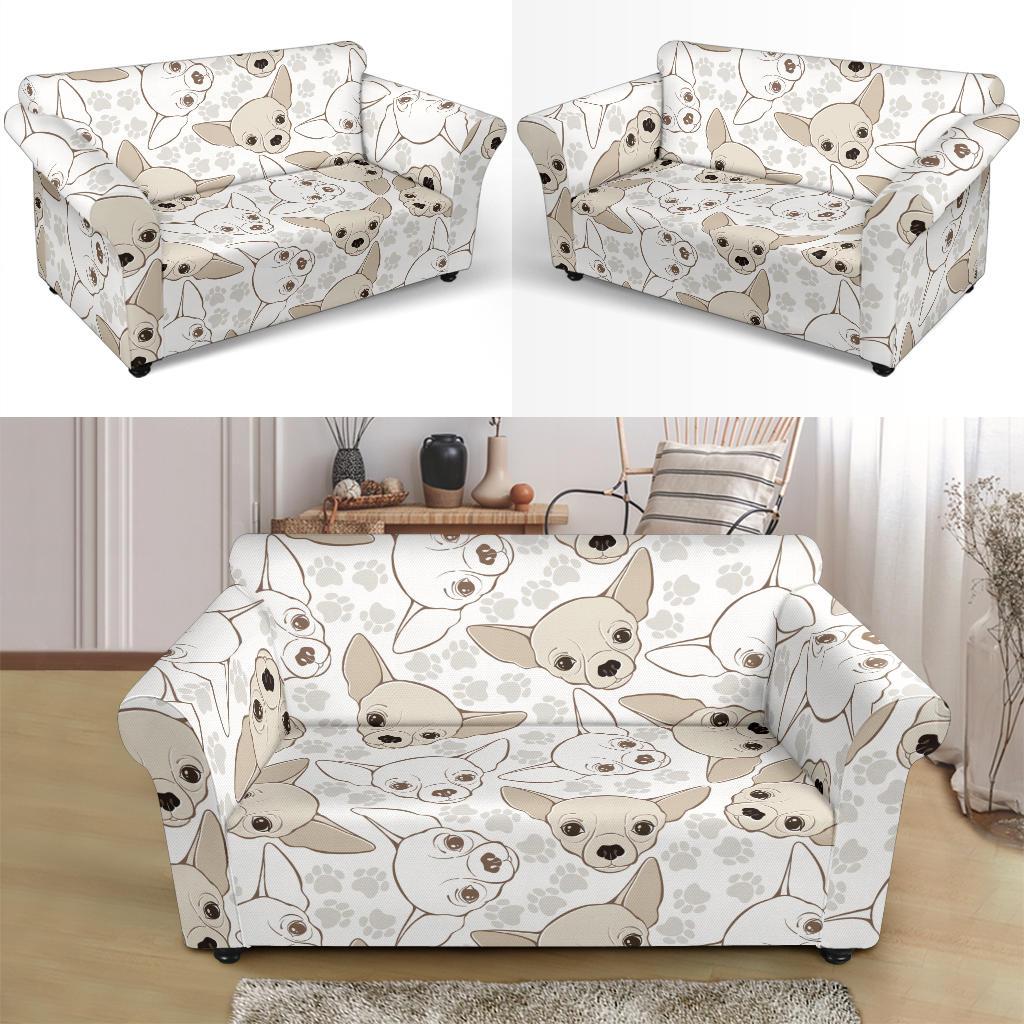 Chihuahua Pattern Print Loveseat Cover-grizzshop