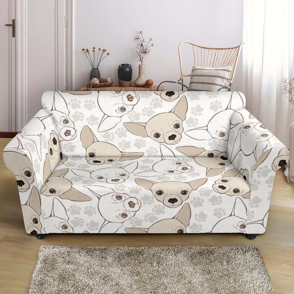 Chihuahua Pattern Print Loveseat Cover-grizzshop