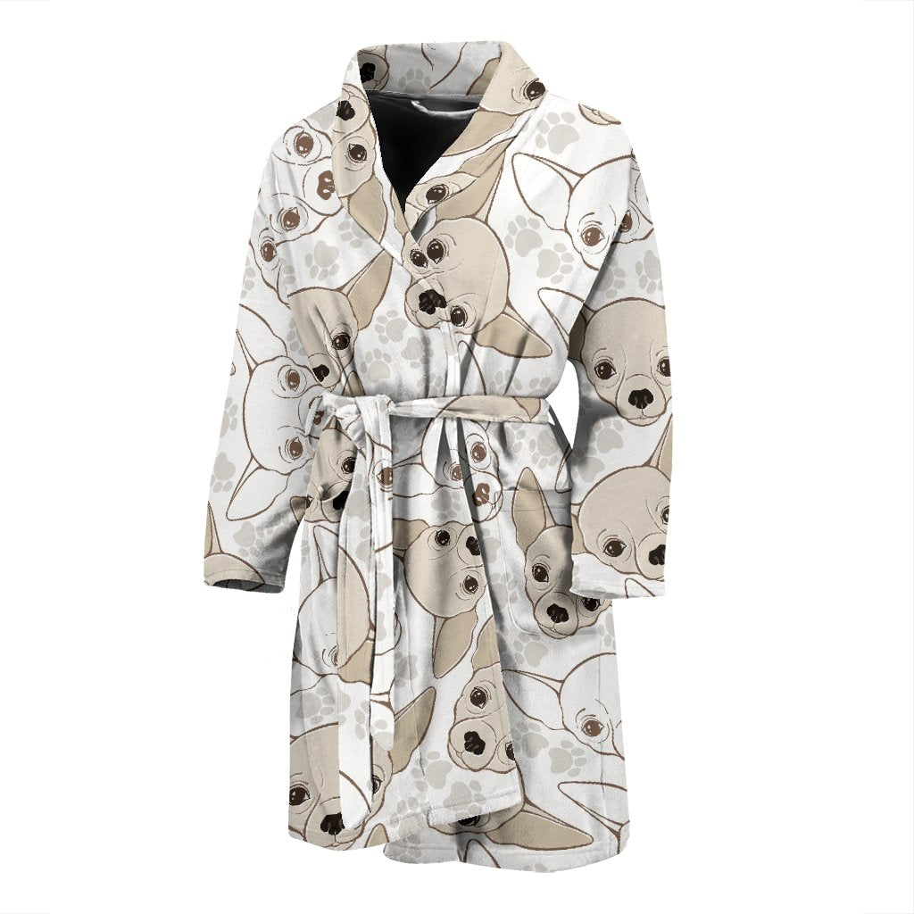 Chihuahua Pattern Print Men Long Robe-grizzshop