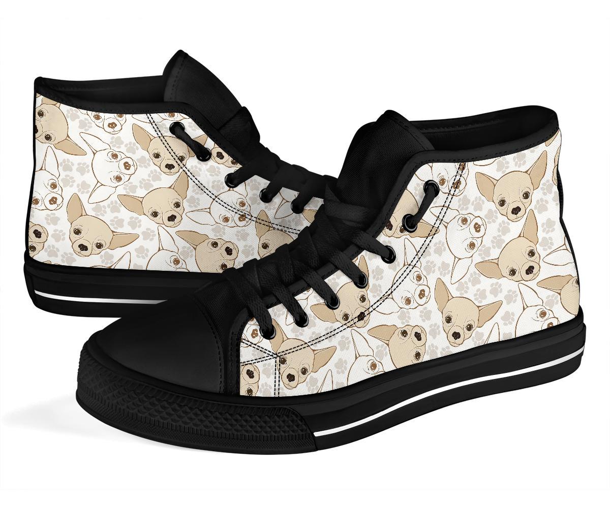 Chihuahua Pattern Print Men Women's High Top Shoes-grizzshop