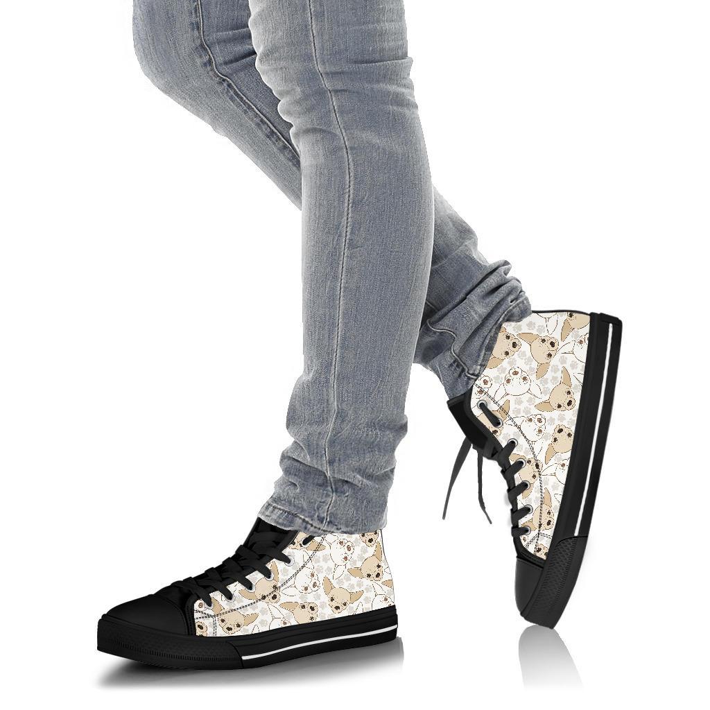 Chihuahua Pattern Print Men Women's High Top Shoes-grizzshop