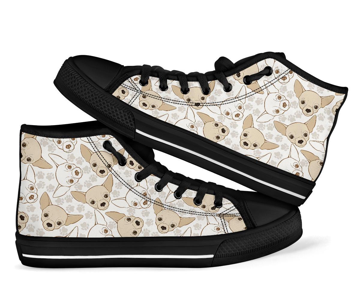 Chihuahua Pattern Print Men Women's High Top Shoes-grizzshop