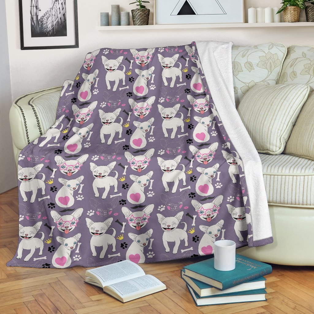 Chihuahua Print Pattern Blanket-grizzshop