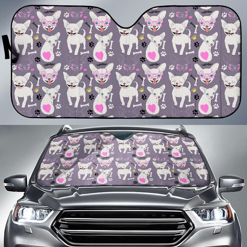 Chihuahua Print Pattern Car Sun Shade-grizzshop