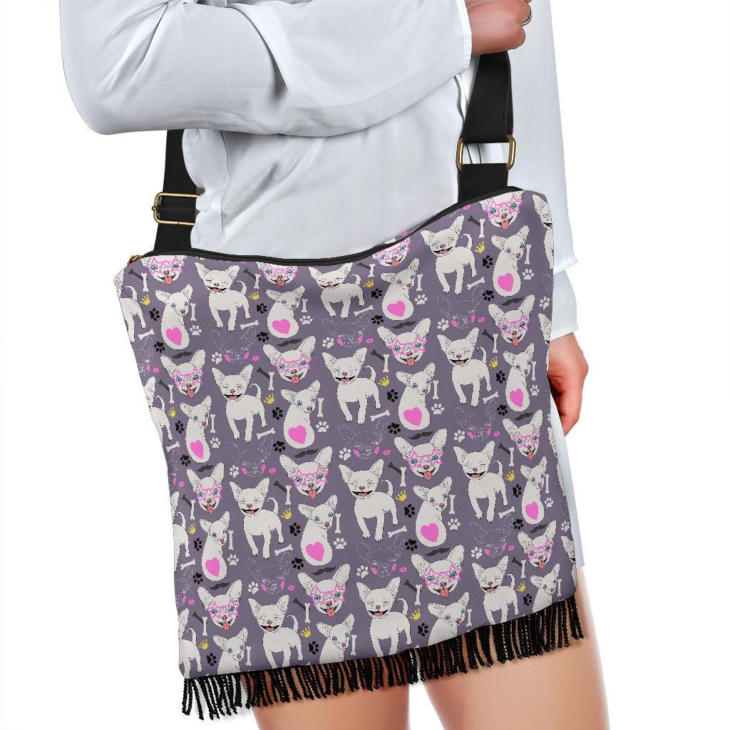 Chihuahua Print Pattern Crossbody Bags-grizzshop