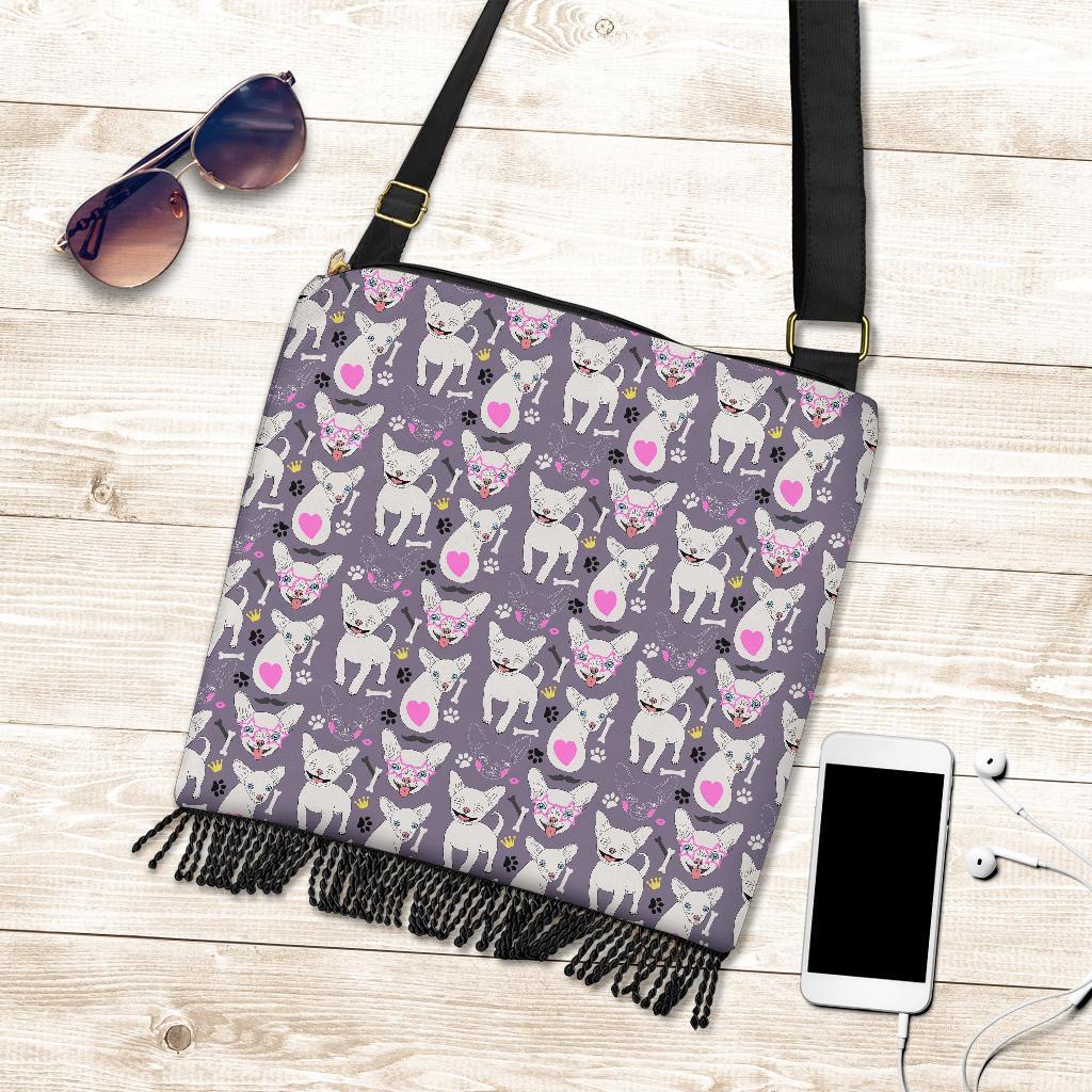 Chihuahua Print Pattern Crossbody Bags-grizzshop