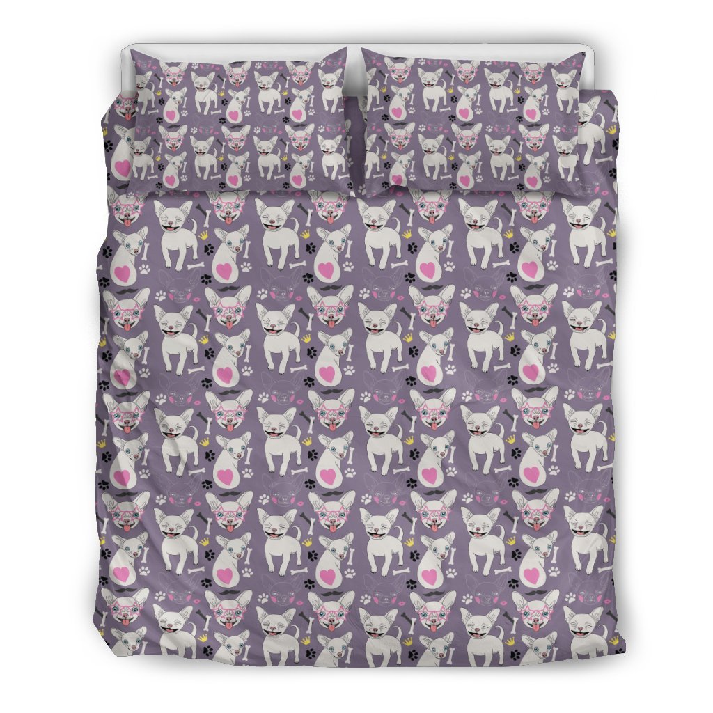 Chihuahua Print Pattern Duvet Cover Bedding Set-grizzshop